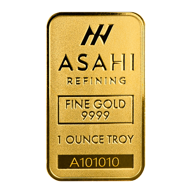 A picture of a 1 oz Asahi Gold Bar